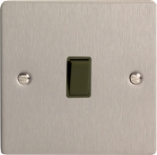Varilight XFSBPB 1 Gang 10A Retractive Switch In Brushed Steel With Black Insert