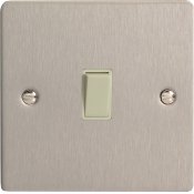 Varilight XFSBPW 1 Gang 10A Retractive Switch In Brushed Steel With White Insert