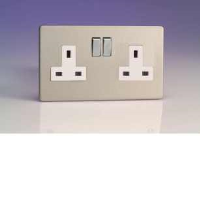 Varilight 2 Gang 13A Switched Socket In Brushed Steel With White Insert XDS5WS