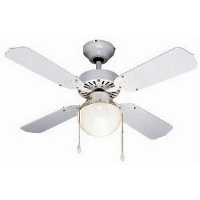 Global 36" Rimini Ceiling Fan In White With Globe Light And Reversible White/White And Cane Blades