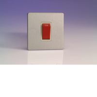 Varilight 45A Cooker Switch (Single Plate) In Brushed Steel With White Insert XDS45SWS