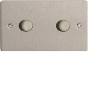 Varilight HFS62 2 Gang 600W 2 Way Push-On Push-Off Dimmer In Brushed Steel