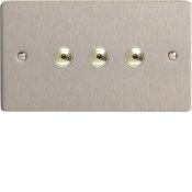 Varilight iFSi403M 3 Gang 400W 1 Way Remote Control / Touch Dimmerswitch (Twin Plate) In Brushed Steel