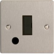 Varilight XFS6UFOB 13A Unswitched Fused Spur In Brushed Steel With Flex Outlet With Black Insert