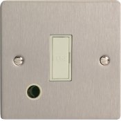 Varilight XFS6UFOW 13A Unswitched Fused Spur In Brushed Steel With Flex Outlet With White Insert