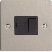 Varilight XFS6B 13A Switched Fused Spur In Brushed Steel With Black Insert