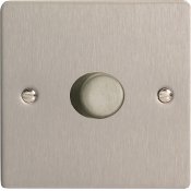 Varilight HFS6L 1 Gang 630vA 2 Way Inductive Load Push-On Push-Off Dimmer In Brushed Steel