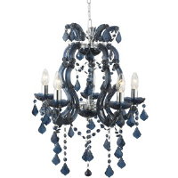 Searchlight 3805-5AZ Marie Therese 5 Light Blue Colour Mini Chandelier Fitting