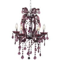 Searchlight 3805-5PL Marie Therese 5 Light Plumb Colour Mini Chandelier Fitting