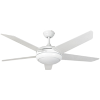 54" Neptune Ceiling Fan In White With Remote Control And LED Light