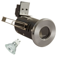 Satin Nickel Die-Cast IP65 GU10 Fire Rated Showerlight Kit