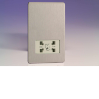 Varilight Dual Voltage Shaver Socket In Brushed Steel With White Insert XDSSSWS