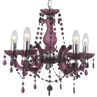 Searchlight 699-5PL Marie Therese 5 Light Blackcurrant Colour Chandelier