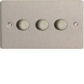 Varilight HFS43 3 Gang 250W 2 Way Push-On Push-Off Dimmer In Brushed Steel