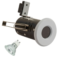 White Die-Cast IP65 GU10 Fire Rated Showerlight Kit
