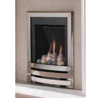 Flavel Windsor Contemporary Gas Fire In Polished Silver With Pebbles
