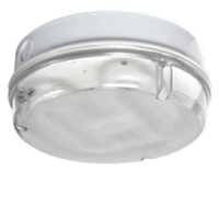 IP65 28w 2D High Frequency Round Polycarbonate Bulkhead Light In White/Prismatic