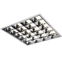 600x600 Emergency Version 4 Tube High Frequency T8 Recessed Modular Light Fitting With A Cat2 Louvre