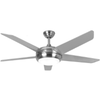 54" Neptune Ceiling Fan In Brushed Nickel With Remote Control And LED Light