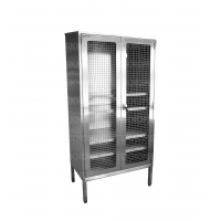 Stainless steel tall cupboard with mesh doors 1200x600x2000