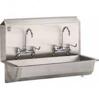 Wall mounted two station scrub sink (Lever taps)