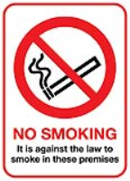 No Smoking sign Conforming to English & Northern Ireland legislation
