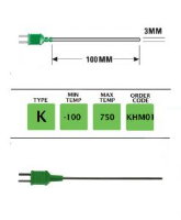 KHM01- K Type Plug Mounted G/Purpose(Binder)Probe100mmx3mm