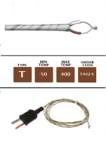 TA02-5 - T Type F/Glass Fine Wire Thermocouple 5m x 0.3mm