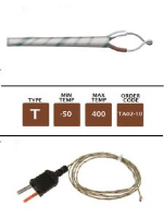 TA02-10 - T Type F/Glass Fine Wire Thermocouple 10m x 0.3mm
