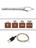 TA02-20 - T Type F/Glass Fine Wire Thermocouple 20m x 0.3mm