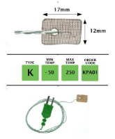 KPA01- K Type PTFE Fine Wire T/C 1m x 0.2mm with s/a Patch