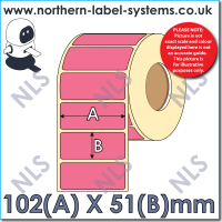 Direct Thermal Label<br>Permanent Adhesive<br> PINK 102mm x 51mm<br><br> For Larger Label Printers