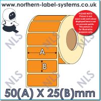 Direct Thermal Label <br>Permanent Adhesive<br>ORANGE 50mm x 25mm<br><br> For Small Desktop Label Printers