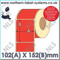 Direct Thermal Label <br>Permanent Adhesive<br>RED 102mm x 152mm<br><br> For Larger Label Printers