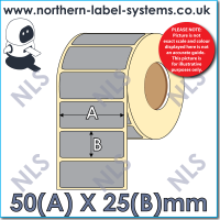 Thermal Transfer Label <br>Permanent Adhesive<br>50mm x 25mm SILVER<br><br>For Larger Desktop Label Printers