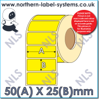 Direct Thermal Label <br>Permanent Adhesive<br>YELLOW 50mm x 25mm<br><br> For Small Desktop Label Printers