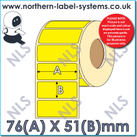 Direct Thermal Label <br>Permanent Adhesive<br>YELLOW 76mm x 51mm<br><br> For Larger Label Printers