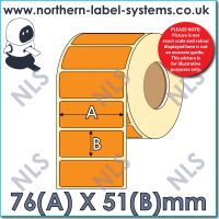 Direct Thermal Label<br>Permanent Adhesive<br> ORANGE 76mm x 51mm<br><br> For Small Desktop Label Printers