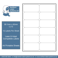 LL12 A4 Labels 12 Labels Per Sheet - 99mm x 42mm (L4743 Equivalent)
