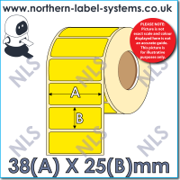 Direct Thermal Label <br>Permanent Adhesive<br>YELLOW 38mm x 25mm<br><br> For Larger Label Printers
