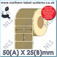 Thermal Transfer Label<br>Permanent Adhesive<br>50mm x 25mm GOLD<br><br> For Small Desktop Label Printers