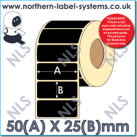 Thermal Transfer Label<br>Permanent Adhesive<br>50mm x 25mm BLACK<br><br> For Small Desktop Label Printers