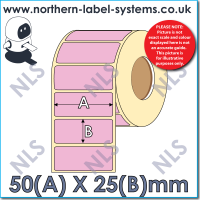 Thermal Transfer Label <br>Permanent Adhesive<br>50mm x 25mm PINK<br><br> For Small Desktop Label Printers