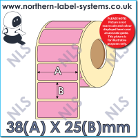 Direct Thermal Label<br>Permanent Adhesive<br> PINK 38mm x 25mm<br><br> For Larger Label Printers