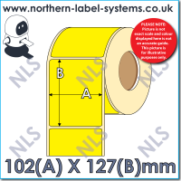 Direct Thermal Label <br>Permanent Adhesive<br>YELLOW 102mm x 127mm<br><br> For Larger Label Printers