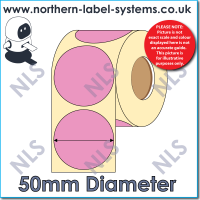 Direct Thermal Label <br>Permanent Adhesive<br>PINK 50mm Diameter Circle<br><br> For Larger Label Printers