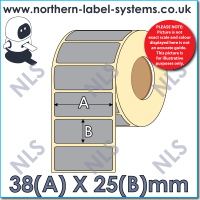 Thermal Transfer Label <br>Permanent Adhesive<br>38mm x 25mm SILVER<br><br> For Larger Desktop Label Printers