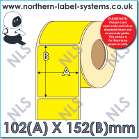 Direct Thermal Label<br>Permanent Adhesive<br> YELLOW 102mm x 152mm<br><br>For Large Desktop Label Printers