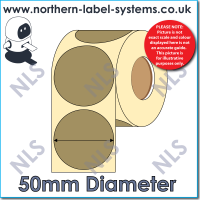 Thermal Transfer Label <br>Permanent Adhesive<br>50mm Diameter GOLD<br><br>Circle For Small Desktop Label Printers