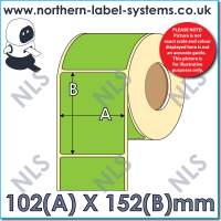 Thermal Transfer Label<br>Permanent Adhesive<br>102mm x 152mm GREEN<br><br> For Small Desktop Label Printers